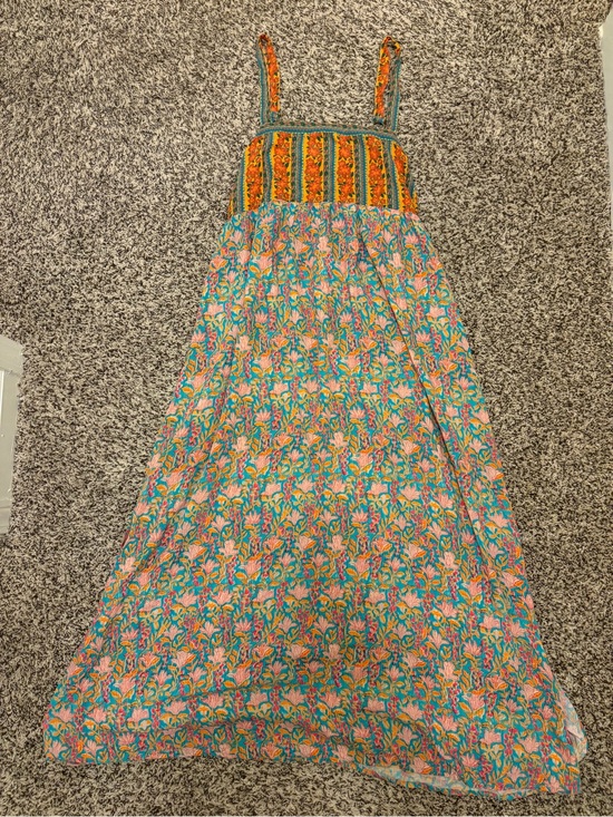 NATURAL LIFE Dresses & Skirts - NATURAL LIFE Patti Side Slit Maxi Dress with Teal & Orange Accents